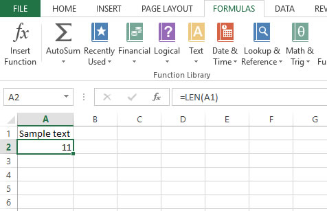 Räkna tecken i Excel